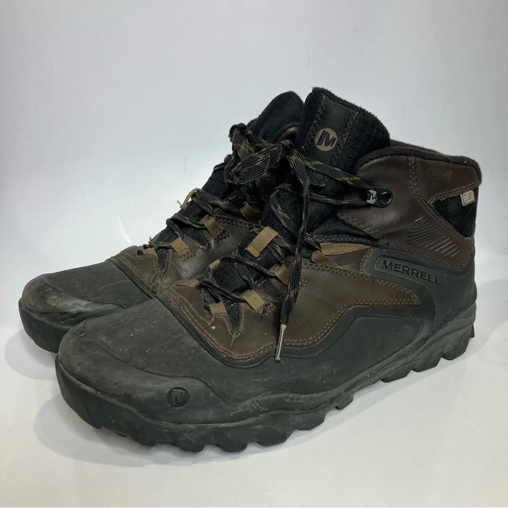 Merrell overlook 6 ice+ boots waterproof insulated brown black men’s‎ size 8.5